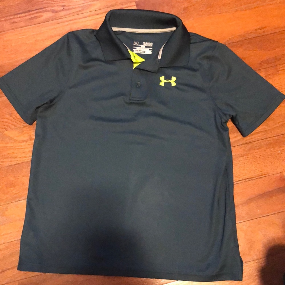 Under Armor polo shirt green. Youth Large